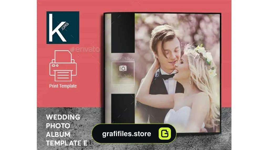 قالب ایندیزاین آلبوم عکس عروسی Wedding Photo Album Template E