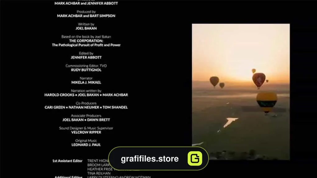 پروژه افترافکت تیتراژ پایانی فیلم Film Credits Kit