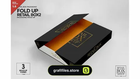 موکاپ جعبه Fold Up Retail Thin Box Mockup