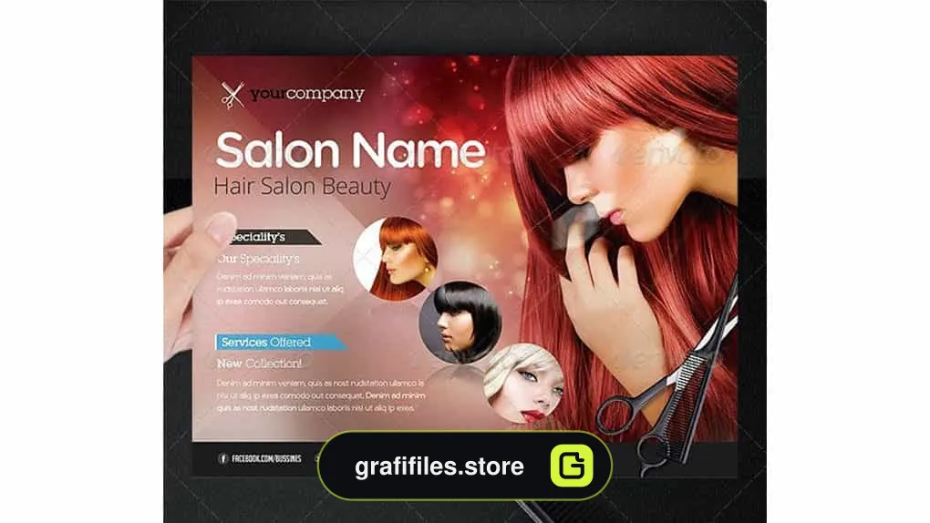 فایل لایه باز تراکت سالن زیبایی Hair Salon PRO Bussines Promotional Flyer