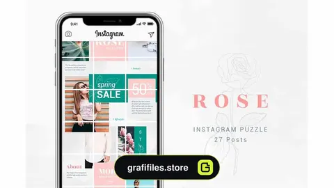فایل لایه باز پست پازلی اینستاگرام Rose