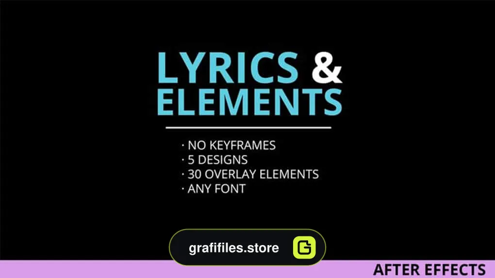 پروژه افترافکت نمایش متن ترانه Lyrics and Elements