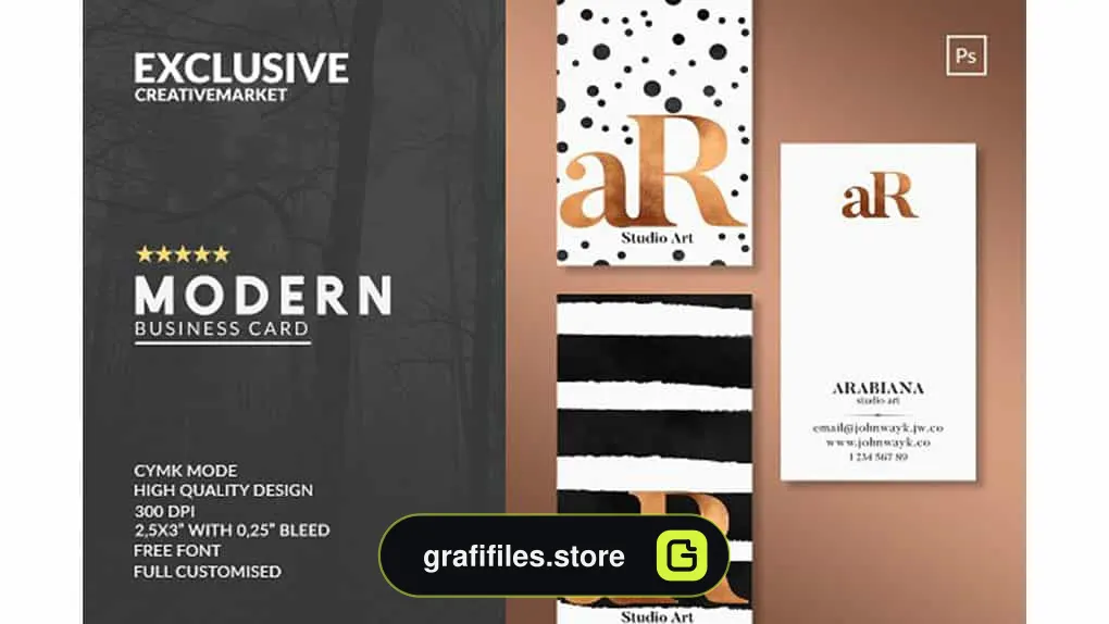 فایل لایه باز کارت ویزیت MODERN Business Card Template 3 In 1