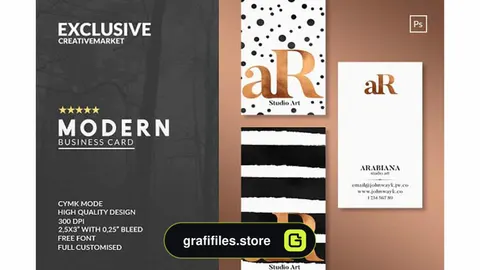 فایل لایه باز کارت ویزیت MODERN Business Card Template 3 In 1
