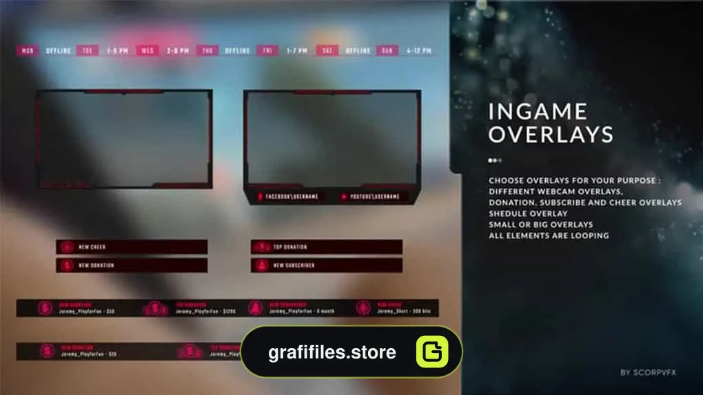 پروژه افترافکت اجزای استریم آنلاین Stream Package - Overlays, Screens