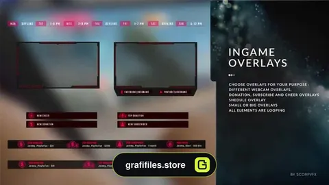 پروژه افترافکت اجزای استریم آنلاین Stream Package - Overlays, Screens