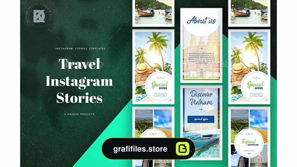 فایل لایه باز استوری اینستاگرام Travel Instagram Stories