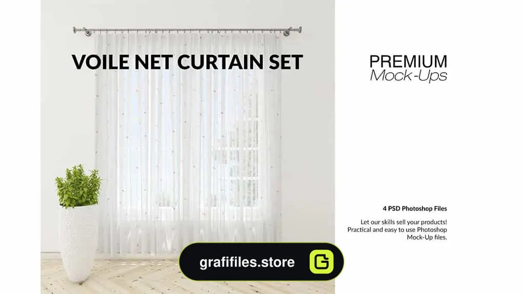 موکاپ پرده Voile Net Curtain Set