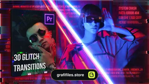 پروژه پریمیر ترانزیشن Glitch Transitions Pack