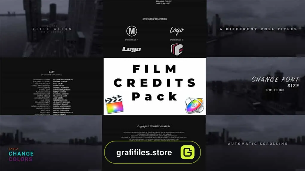 پروژه فاینال کات پرو تیتراژ پایانی فیلم Film Credits Pack