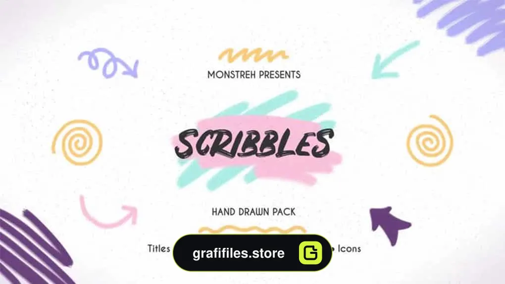پروژه پریمیر المان کارتونی Scribbles Hand Drawn Pack