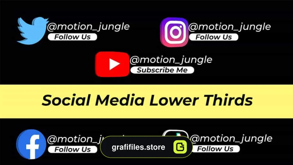 پروژه پریمیر زیرنویس شبکه اجتماعی Social Media Lower Thirds V2