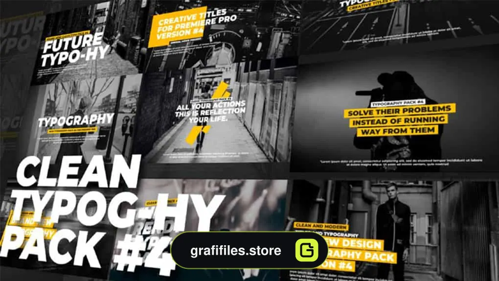 پروژه پریمیر نمایش عناوین تاپیوگرافی Typography Titles - Clean V4