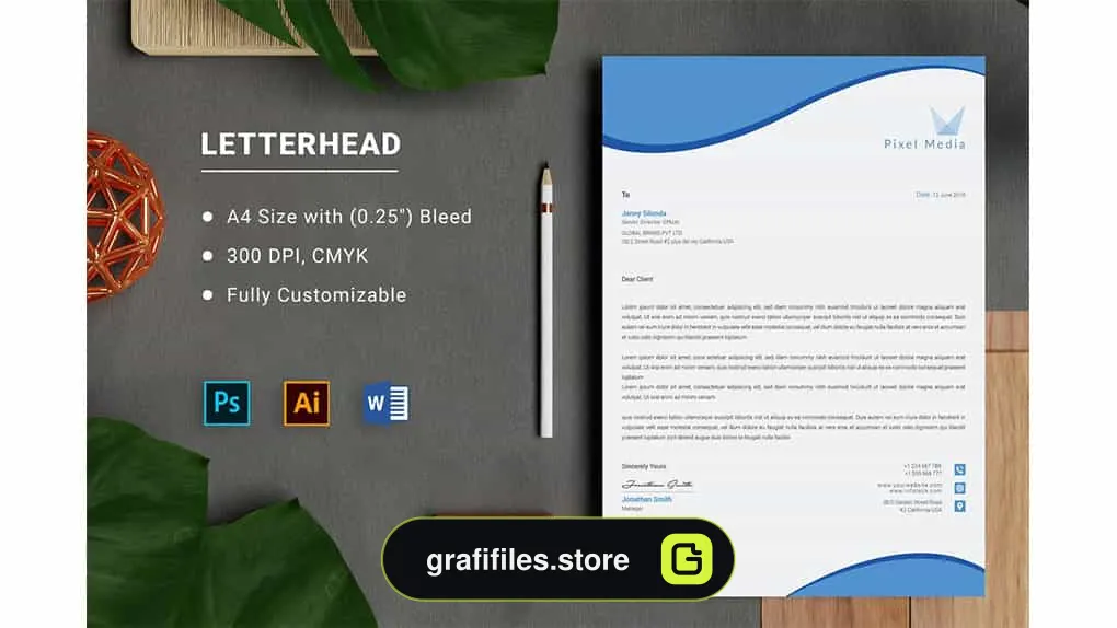قالب آماده ورد سربرگ تجاری Business Letterhead Word