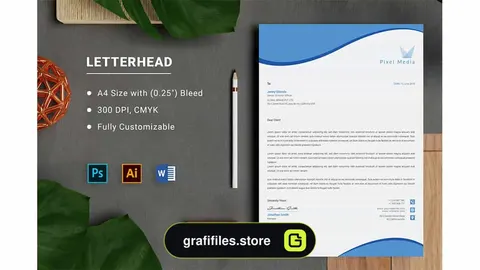 قالب آماده ورد سربرگ تجاری Business Letterhead Word