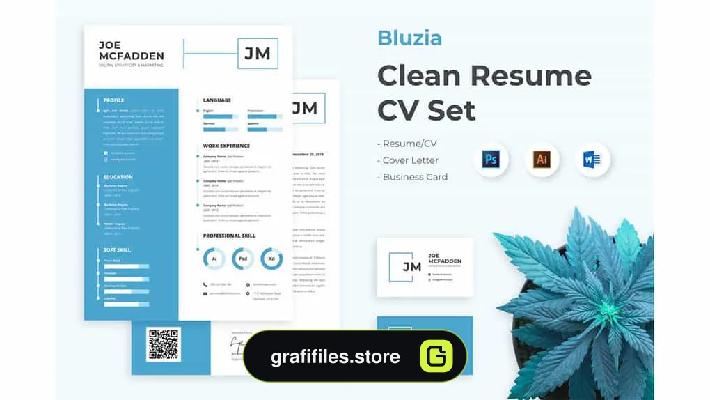 قالب آماده ورد رزومه Bluzia