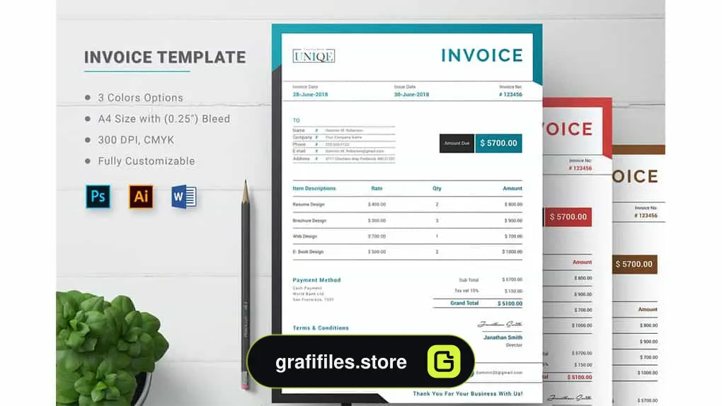 قالب آماده ورد صورت حساب Invoice Template for Word