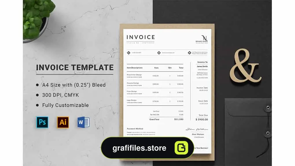 قالب آماده ورد صورت حساب Invoice Word Template