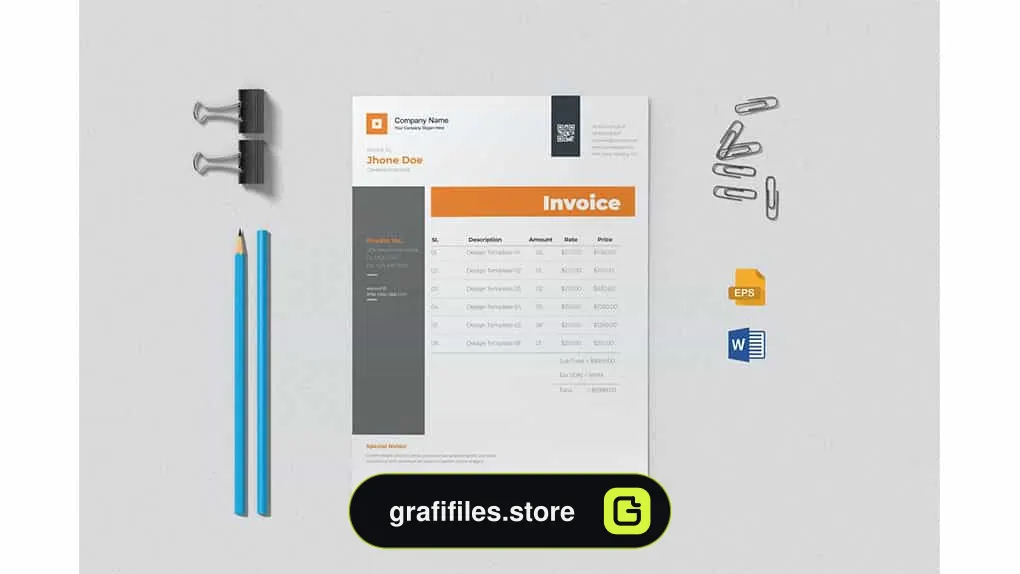 قالب آماده ورد فاکتور Invoice Word Template 3