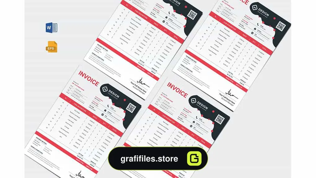قالب آماده ورد فاکتور Invoice Word Template