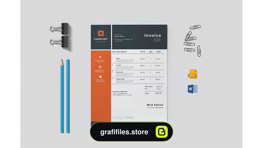 قالب آماده ورد فاکتور Invoice Word Template 2