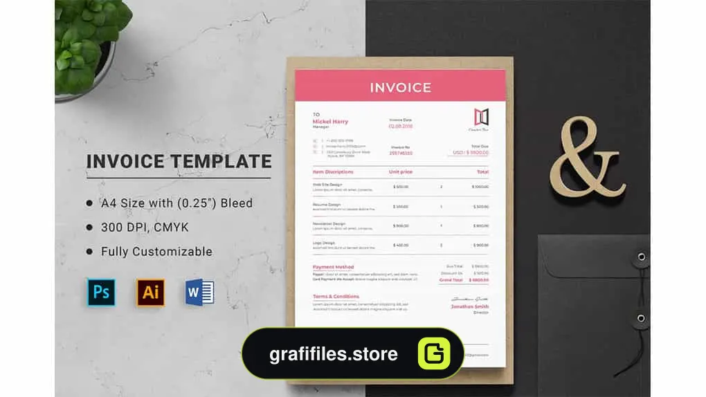 قالب آماده ورد صورتحساب Invoice Word Template