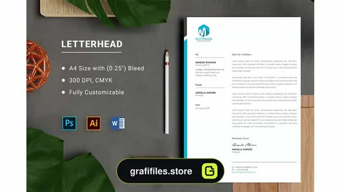 قالب آماده ورد سربرگ Letterhead Word Template