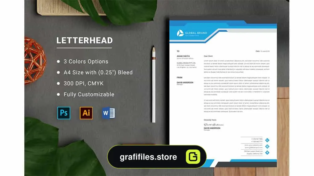 قالب آماده ورد سربرگ Letterhead Word Template 2