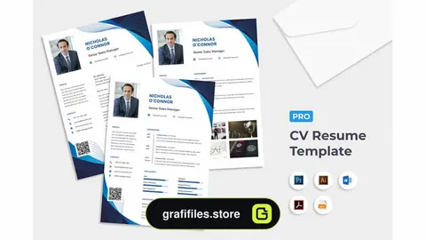 قالب آماده ورد رزومه تجاری Professional Business Clean Resume CV