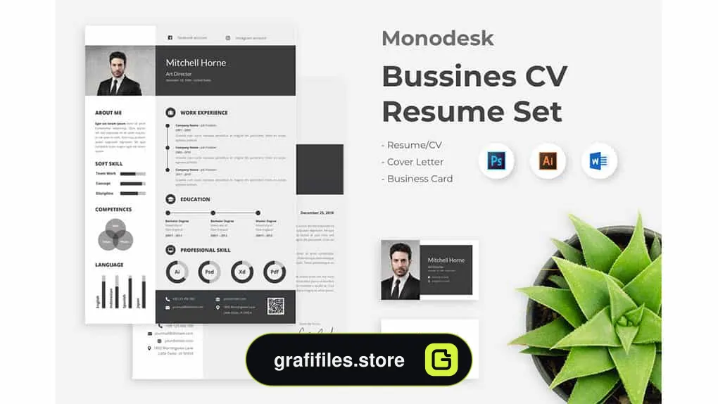 قالب آماده ورد رزومه Monodesk