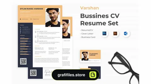 قالب آماده ورد رزومه Creative Resume CV Set - Varshan
