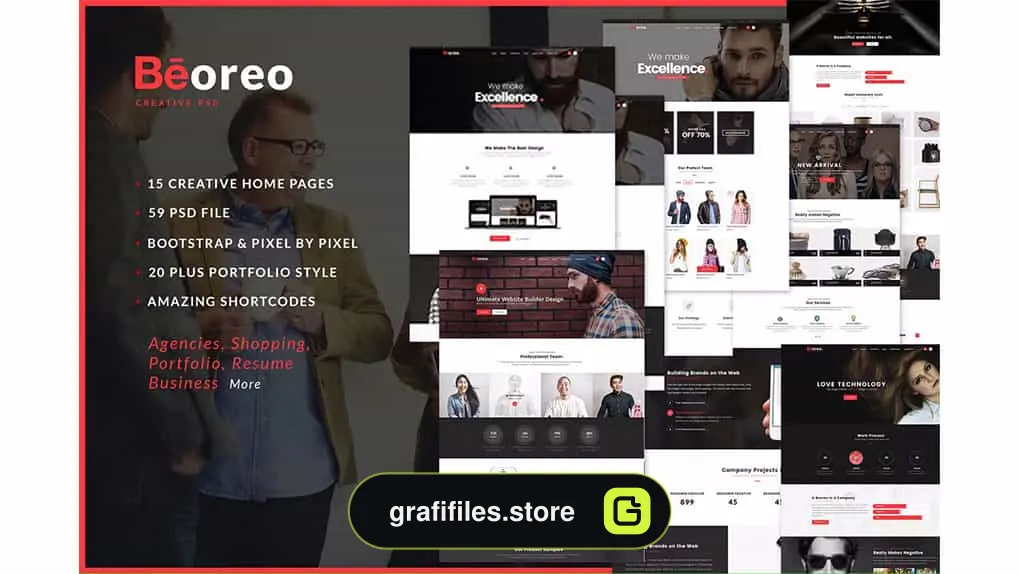 طرح لایه باز چند منظوره Beoreo | Multi-Purpose PSD Template