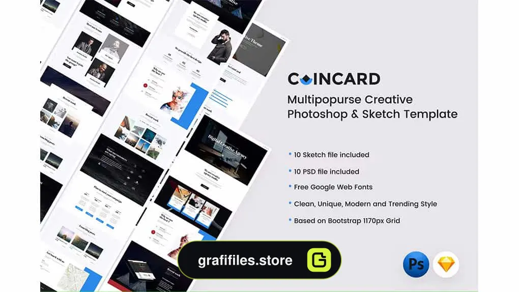 طرح لایه باز چند منظوره CoinCard - Creative Multipurpose Template