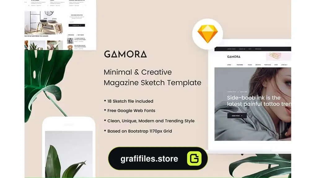 قالب آماده مجله GAMORA - Creative Magazine Sketch Template