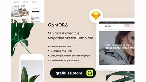قالب آماده مجله GAMORA - Creative Magazine Sketch Template