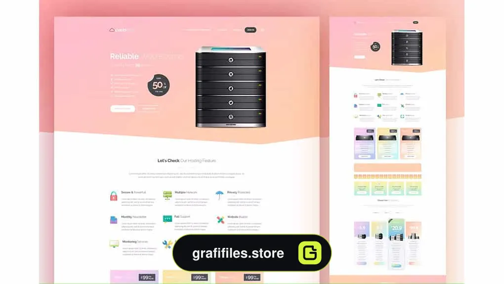 طرح لایه باز هاستینگ Hosting PSD Template