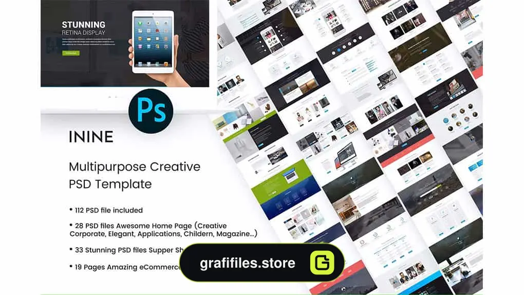 طرح لایه باز چند منظوره خلاقانه iNine - Creative MultiPurpose PSD Template