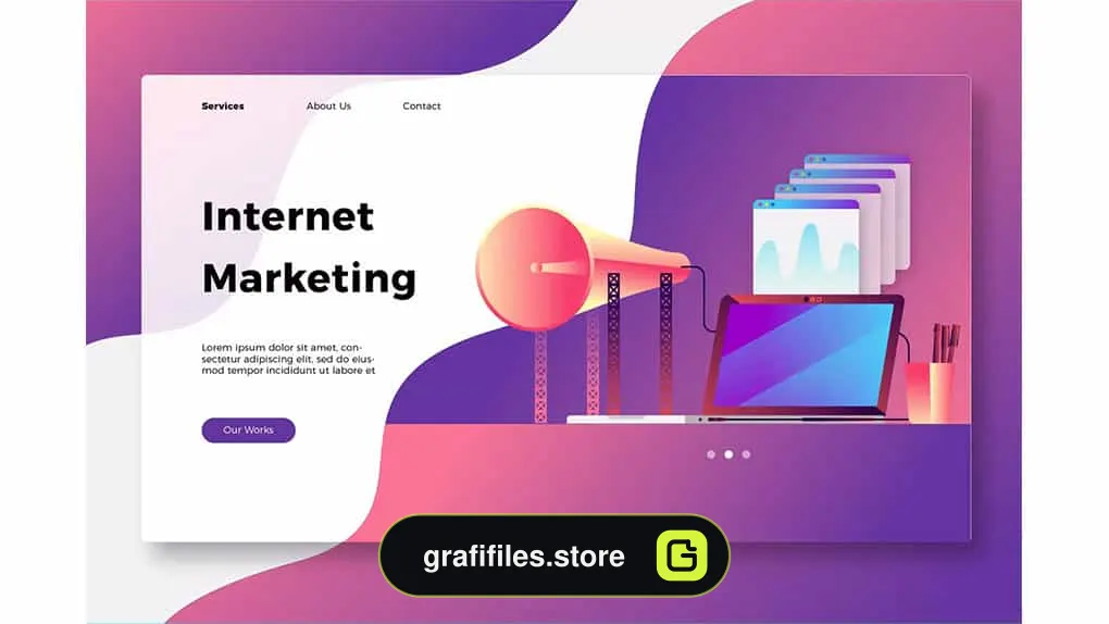 تصاویر وکتور لندینگ پیج و بنر بازاریابی اینترنتی