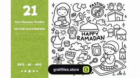 وکتور کارتونی ماه رمضان