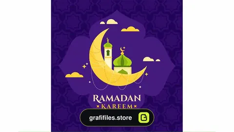 وکتور فلت ماه مبارک رمضان