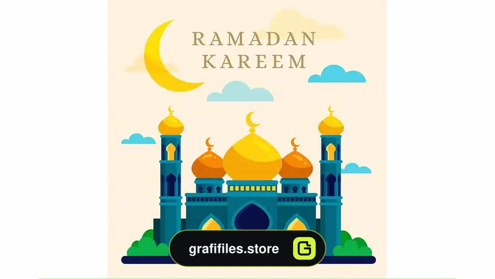 وکتور بک گراند مسجد ماه رمضان