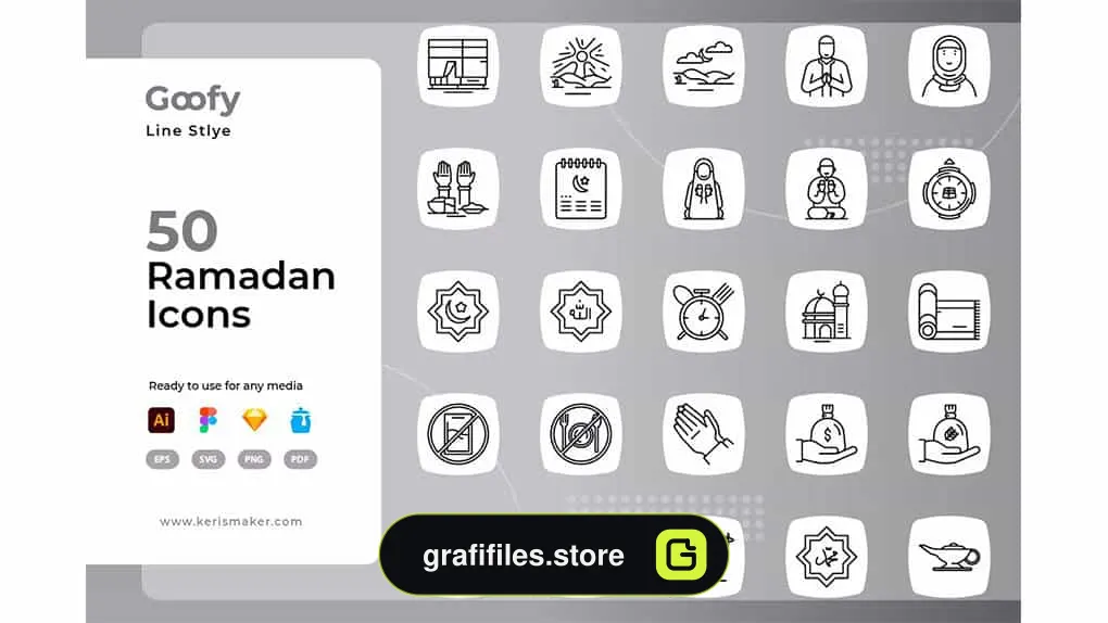 آیکون خطی رمضان Goofy - Ramadan Line Icons