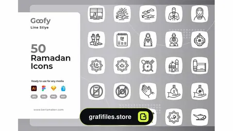 آیکون خطی رمضان Goofy - Ramadan Line Icons