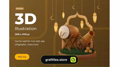 طرح لایه باز تصویر سه بعدی ماه رمضان