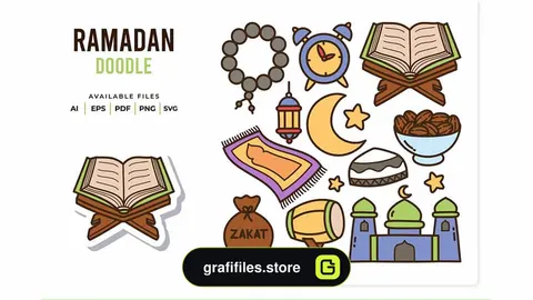 وکتور رمضان Ramadan Doodle