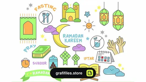 طرح وکتور کاراکتر کارتونی رمضان