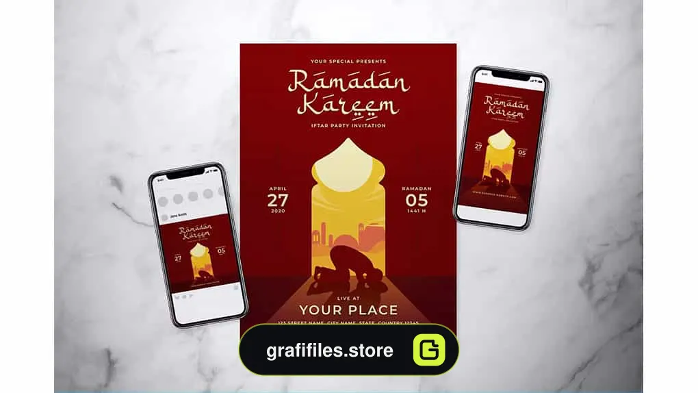 طرح لایه باز ست تراکت رمضان
