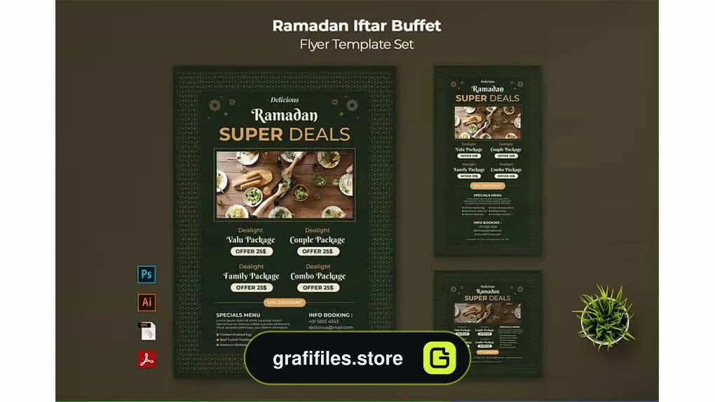 طرح لایه باز ست تراکت بوفه افطار رمضان
