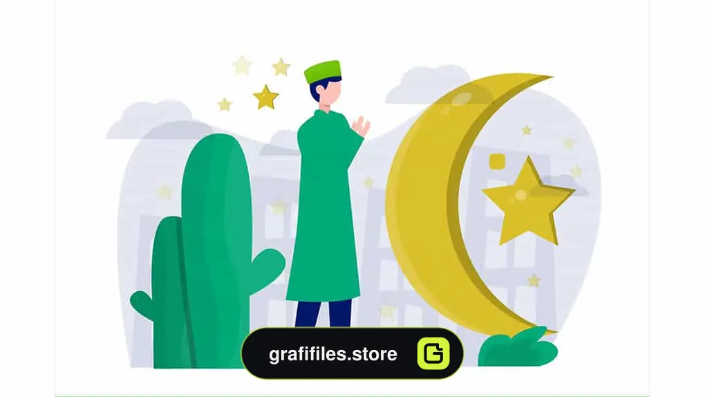 وکتور فلت ماه رمضان