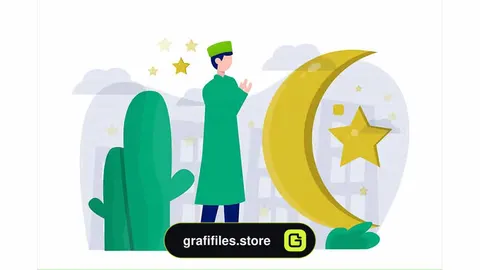 وکتور فلت ماه رمضان
